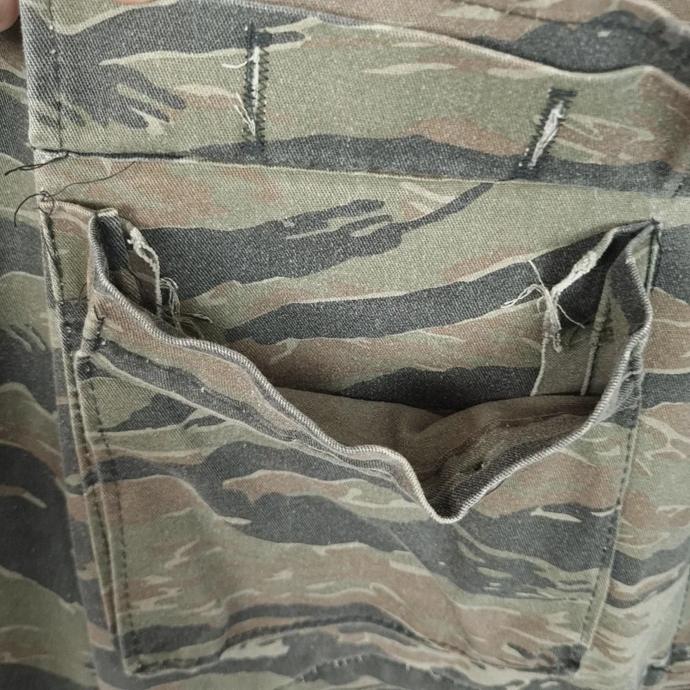 Vintage Tiger Stripe Camo Jacket Mens Large Green Military Canvas Combat Field